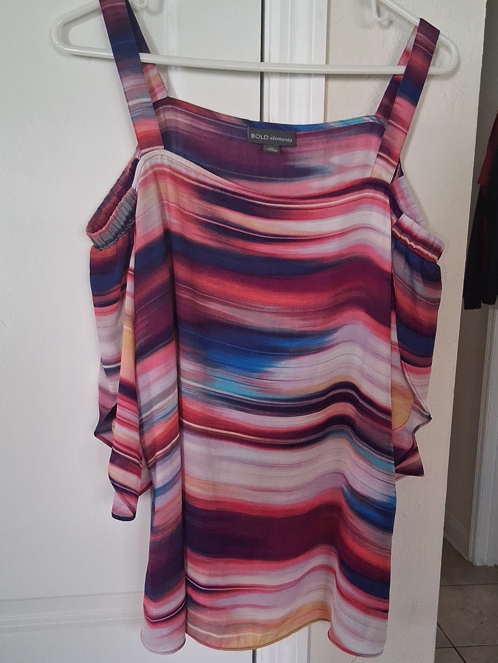 B:  BOLD elements Multicolor Striped Cold-Shoulder Cami